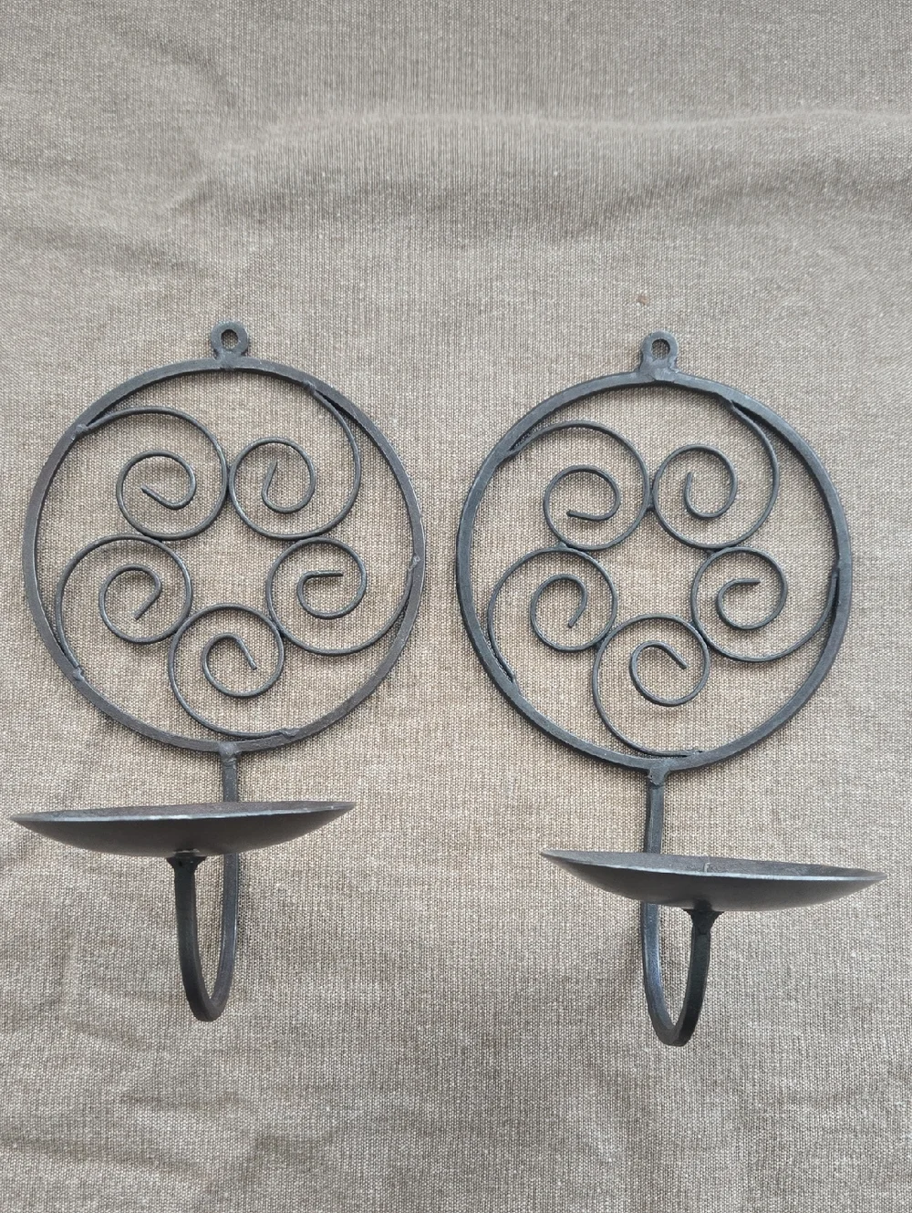 Decorative Metal Wall Sconce Pair in Bronze